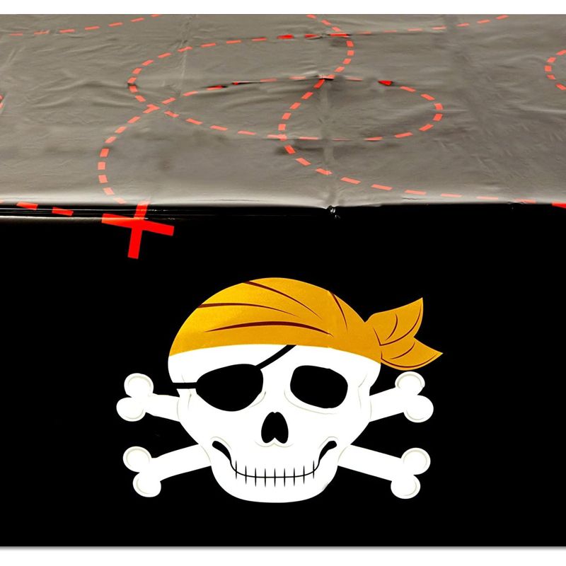 Blue Panda 3 Pack Skull Plastic Tablecloths for Pirate Birthday Party (54 x 108 In), 4 of 7