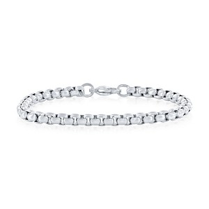 Metallo Stainless Steel, 5mm Round Box Chain Bracelet - Silver - 8.25 Inch - 1 of 4
