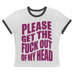 Rerun Island Women Please Get The F Out Of My Head Short Sleeve Graphic Cotton Retro Vintage Ranger Baby Tee - 1 of 4