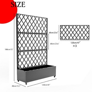 GustoWave Privacy Screen with Planter Box, 72" H x 47" W Outdoor Privacy Screens and 3-Panels, Garden Decorative Planter Box with Trellis - 1 of 4