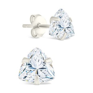 SHINE by Sterling Forever Sterling Silver Trillion Cut Prong Set Stud Earrings - 1 of 4