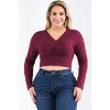 Slickblue Plus Size Ribbed Wrap Front Long Sleeve Top, Stretch Fit, Casual Style, Multiple Color Options, Size 1XL-3XL - 2 of 4
