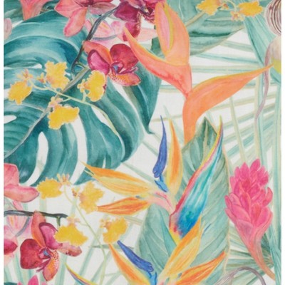 Tropical Floral Multicolor Polyester 18" Square Pillow