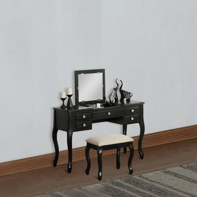 Royal Hampton Vanity Set Featuring Stool And Mirror Black