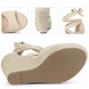 Perphy Women's Solid Color Lace Up Strappy Peep Toe Espadrilles Wedge Heels Sandals - 3 of 4