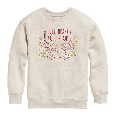 Boys' - Instant Message - Full Heart Full Plate Graphic Long Sleeve Fleece Sweatshirt