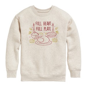 Boys' - Instant Message - Full Heart Full Plate Graphic Long Sleeve Fleece Sweatshirt - 1 of 4