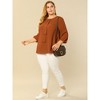 Women's Plus Size 2 Pieces 3/4 Sleeves Round Neck Ruffle Chiffon Work Blouse - Agnes Orinda - 3 of 4