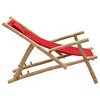 vidaXL Adjustable Bamboo and Canvas Deck Chair with Armrests in Red - Durable, Lightweight, Water-Resistant for Garden, Patio, Terrace - 4 of 4