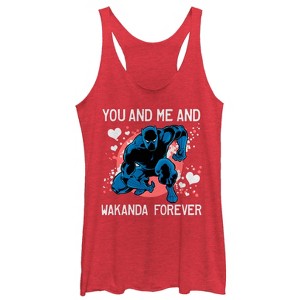 Women's Marvel Valentine Panther Wakanda Forever Racerback Tank Top - 1 of 3