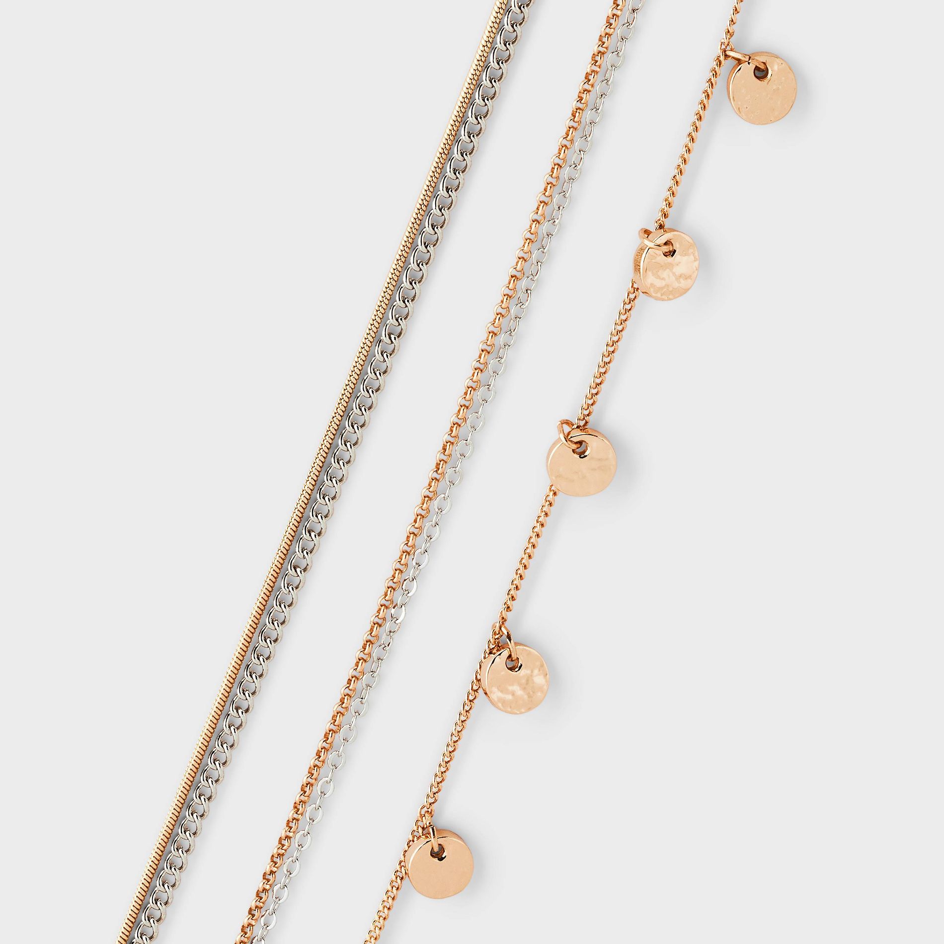 Texture Disc & Layered Chain Anklet Set 3pc - Universal Thread™ Gold/Silver