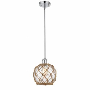 Farmhouse Rope - 1 Light Stem Hung Mini Pendant In Industrial Style-10 Inches Tall and 8 Inches Wide - 1 of 1