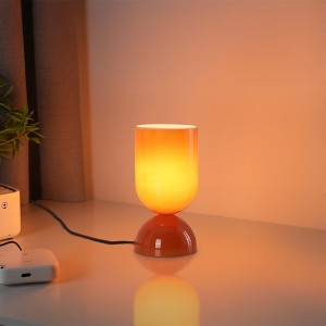 8.9" Modern Glass Table Lamp with Glossy Cylindrical Shade and Dome Base, Decorative Accent Light for Bedroom, Living Room & Study - 1 of 4