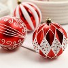 GAOMON 16ct 80mm Red and White Christmas Ball Ornaments Decor, Shatterproof Xmas Balls Hanging Tree Ornaments - 3 of 4
