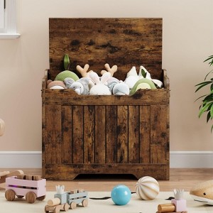 Farmhouse Storage Chest with Soft-Close Lid - 350lb Capacity, Multi-Functional Seat, Soft-Close Hinges, Vintage - 1 of 4