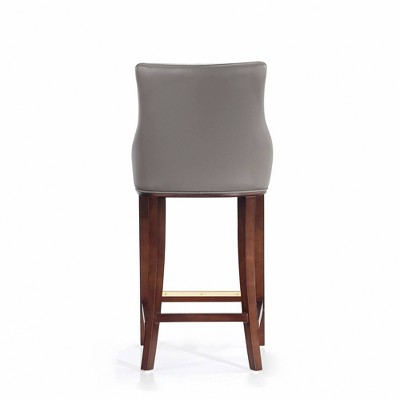 Shubert Dark Taupe Leatherette Barstools with Beech Wood Legs, Set of 3