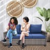 FIONECA 3-Piece Patio Furniture Set ¨C PE Wicker Barrel-Style Sofa Set with Blue Cushions - 3 of 4