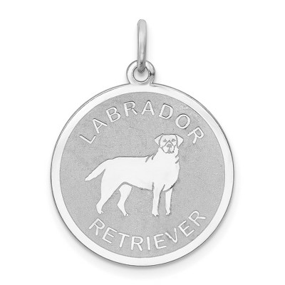 Black Bow Jewelry Sterling Silver Laser Etched Labrador Retriever Dog Pendant, 19mm