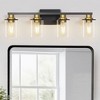 DORESshop 4-Light Black and Gold Vanity Light with Clear Glass Shades, E26 Sockets, Non-Integrated Bulbs, Modern Square Rod Design - 3 of 4
