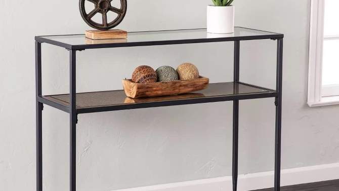 Dorhice Glass Top Console Table Black/Natural - Aiden Lane, 2 of 11, play video