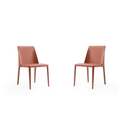 Set Of 2 Paris Saddle Leather Dining Chairs Clay - Manhattan Comfort ...