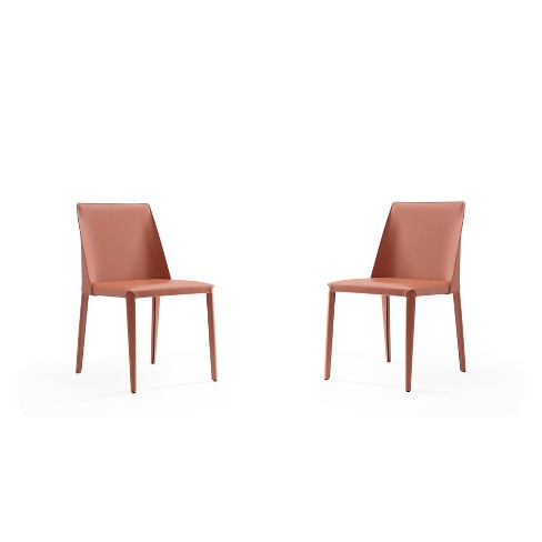 Set Of 2 Paris Saddle Leather Dining Chairs Manhattan Comfort