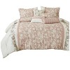 Home Mart Goods King Size 7 Piece Pink Beige Floral Comforter Set Soft Bedding - 2 of 4