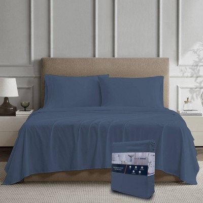 Full Navy Cotton Percale Sheet Set for Kids