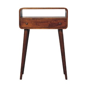 Solid Wood Nordic Legs 1-Drawer Console Table with Open Slot and Rounded Edges - 1 of 4