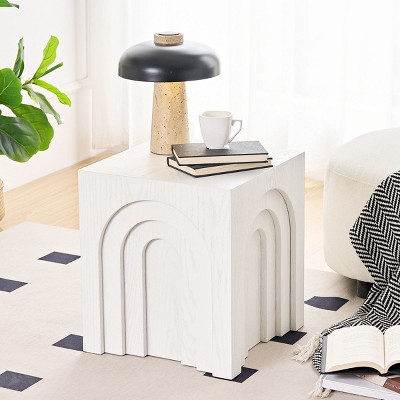 Coolbibila Modern Wooden Square Small Coffee Table,Bedside Table With Imitation Solid Wood Design,MDF Side Table For Living Room Bedroom