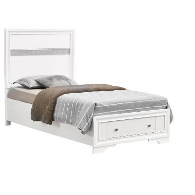 Passion Furniture Madrid White Wood Frame Twin Panel Bed