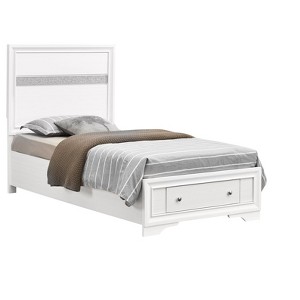 Passion Furniture Madrid White Wood Frame Twin Panel Bed - 1 of 4