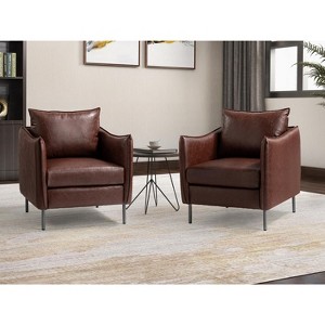 Set of 2 Felix Upholstery Livingroom Vegan Leather Armchair with Metal Legs | KARAT HOME - 1 of 4