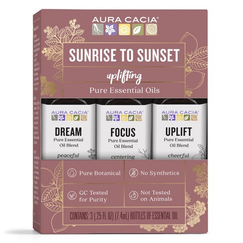 3pk Sunrise To Sunset Essential Oil Set - Aura Cacia : Target
