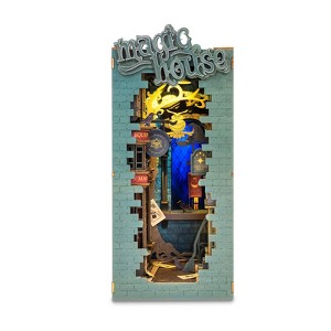 ROBOTIME 3D Jigsaw Puzzle Wooden Model Building Kit Magic House DIY, Multicolored, 7.09"*4.33"*9.45" - 1 of 4