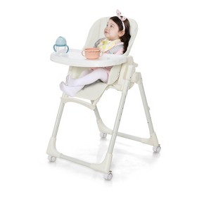 Infans Foldable Baby Highchair w/ 360° Rotating Wheels & Height Adjustment - 1 of 4