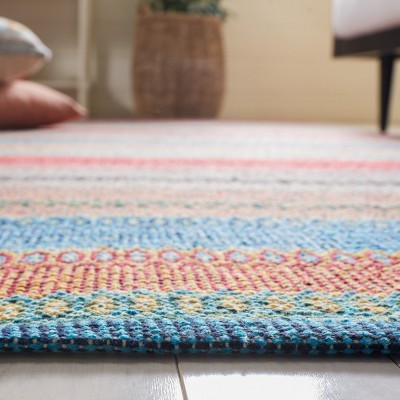 Coastal Breeze Blue & Grey Cotton 8' x 10' Handwoven Rug