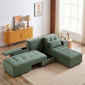GDFStudio Andy 111" Upholstered Modular Sectional Sofa with 4 Pillows and Storage - 1 of 4