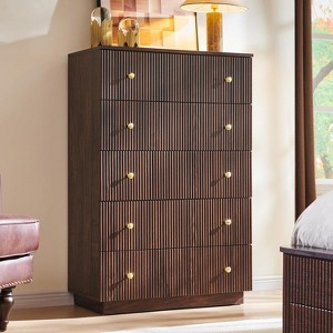 SinCiDo Drawer Fluted Dresser, Wood Tall Chest of Drawers with Deep Storage, Modern Storage Organizer for Bedroom, Living Room - 1 of 4