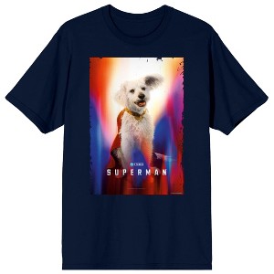 Superman 2025 Krypto Superdog Poster Adult Navy Crew Neck Short Sleeve T-shirt - 1 of 4