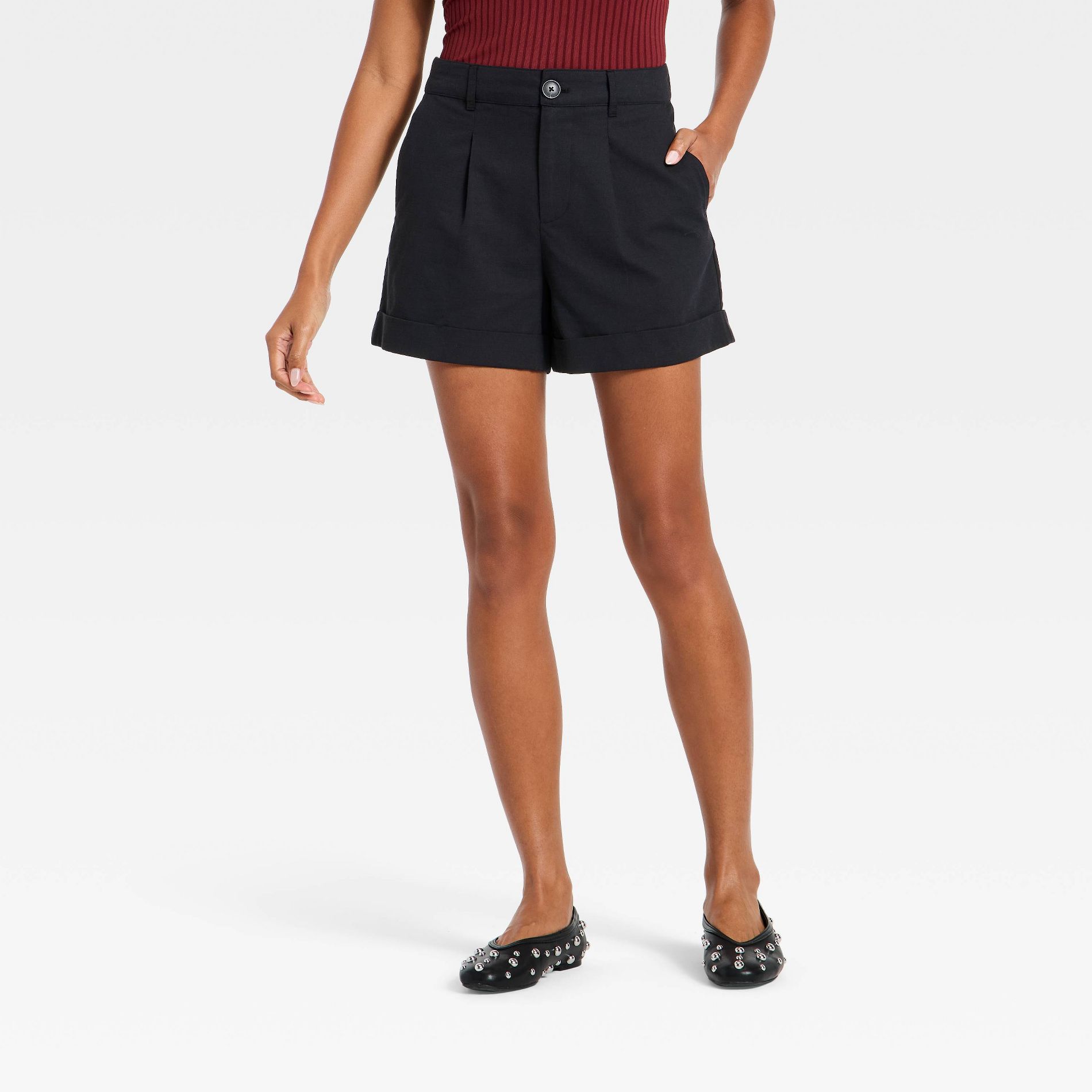 Women's High-Rise Linen Tailored Shorts - A New Day™