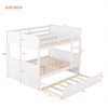 RISOKEYS Full Over Full Bunk Bed - Wooden Frame with Twin Trundle, Ladder & Safety Guardrail, Convertible to 2 Platform Beds for Kids Teens - White - 3 of 4