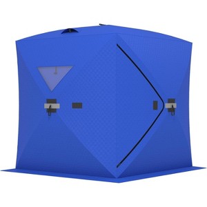 Hub-Style Insulated 3-6 Person Pop-Up Ice Fishing Shelter with Thermal Layer, Lightweight & Easy Setup for Winter Comfort - 1 of 4