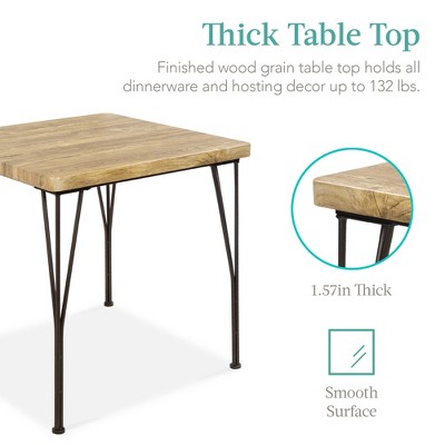 Compact Modern Brown MDF & Metal 3-Piece Dining Set with 2 Chairs