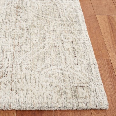 Gray Ivory Tufted Wool Square Area Rug