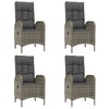 vidaXL Outdoor 7-Piece Patio Dining Set - Gray PE Rattan with Cushions, Reclining Chairs, Acacia Wood Tabletop, Weather-Resistant for Garden/Deck - 4 of 4