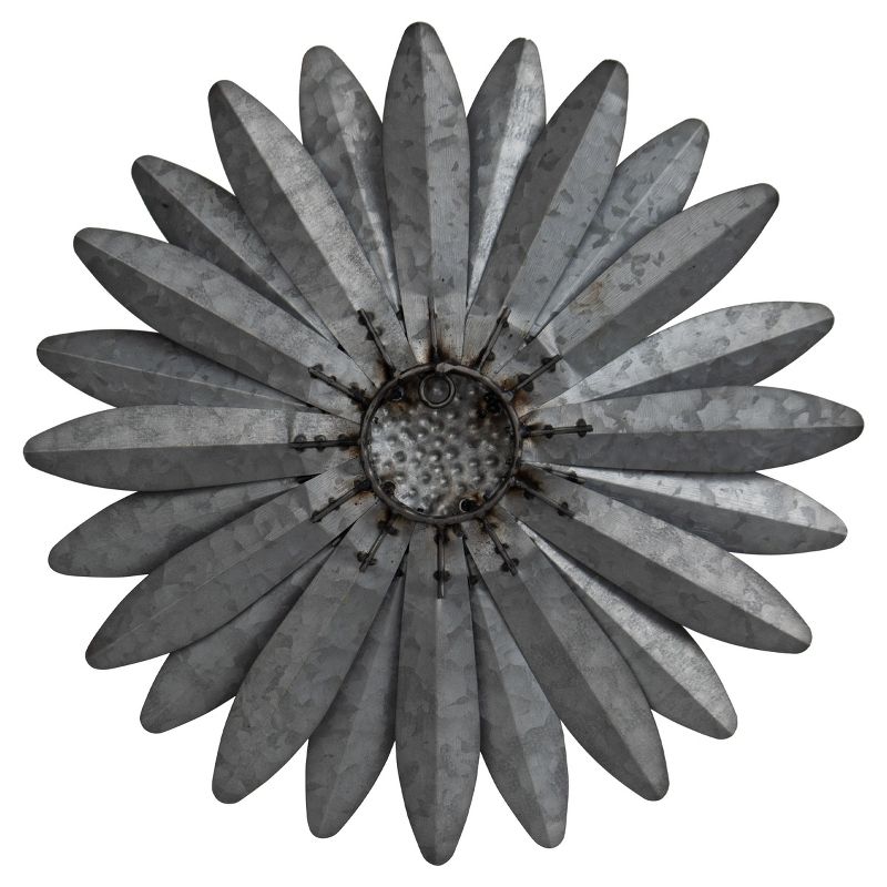 14.25 x 14.25 inch Black Galvanized Metal Flower Wall Décor - Foreside Home & Garden, 4 of 8