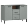 vidaXL Sideboard with Metal Legs Gray 44.5 in.x15.7 in.x30.3 in. Solid Wood OSLO - 2 of 4