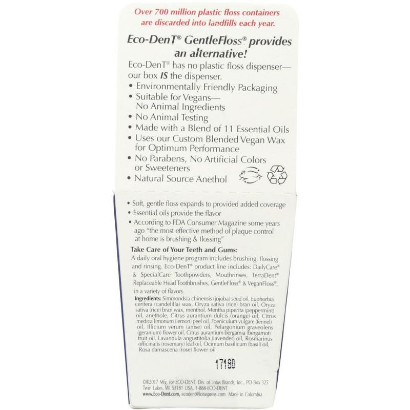 Eco-Dent GentleFloss Vegan Waxed Premium Dental Floss Mint - Case of 6/100 yd, 3 of 7