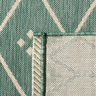 Courtyard Dark Green & Beige 6'7" Square Indoor/Outdoor Rug